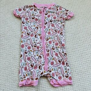 Dream Big Little bamboo Girls' Pink Beach-Print One-Piece shortie